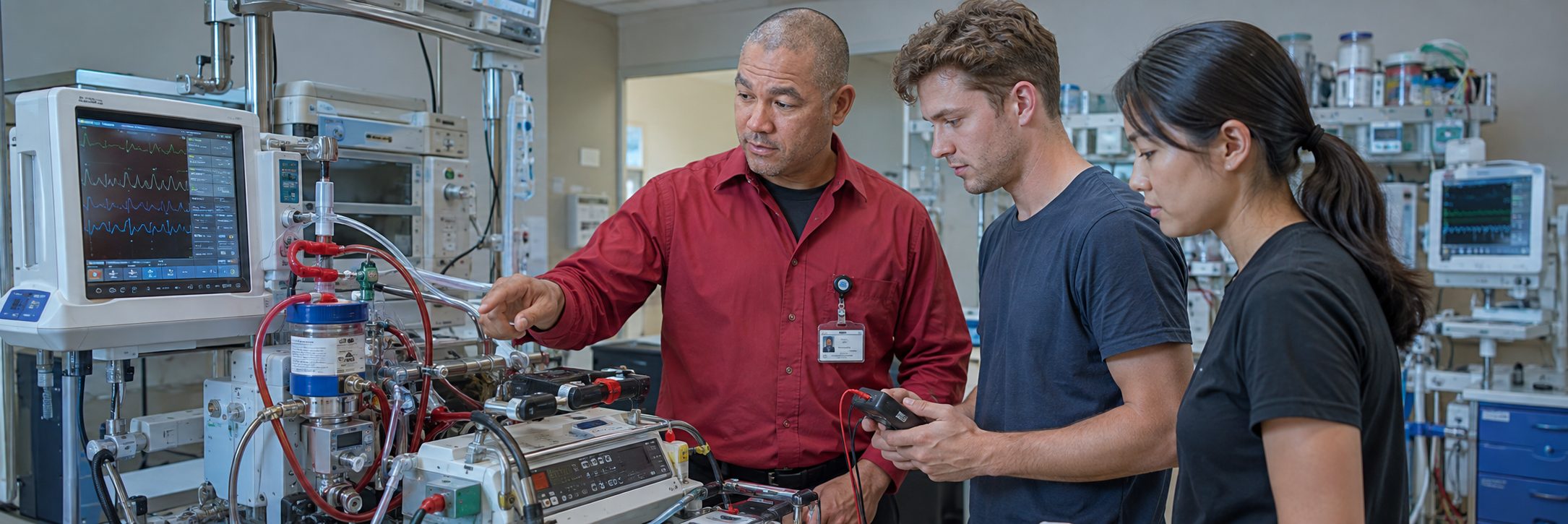 Biomedical equipment repair shop bench calibration with an electrical safety analyzer