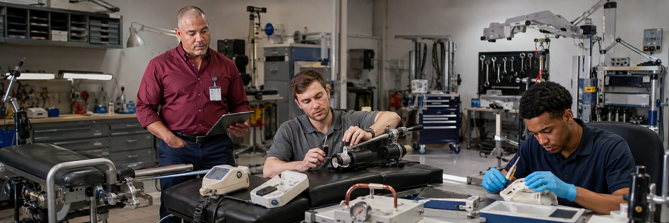 Biomedical equipment repair shop bench calibration with an electrical safety analyzer